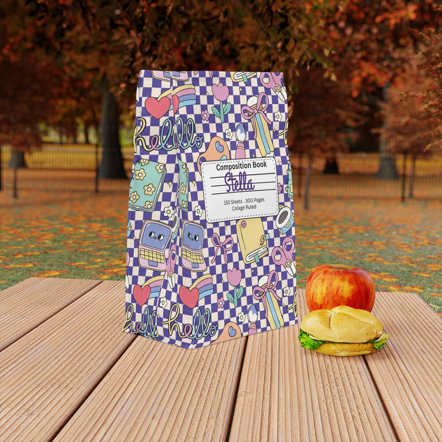 Custom Purple Doodle Daydream Composition Book Inspired Stylish Polyester Lunch Box for Kids - Perfect for School, Picnics, or Snacks | Personalized ABC Design, Back to School, Family [...]