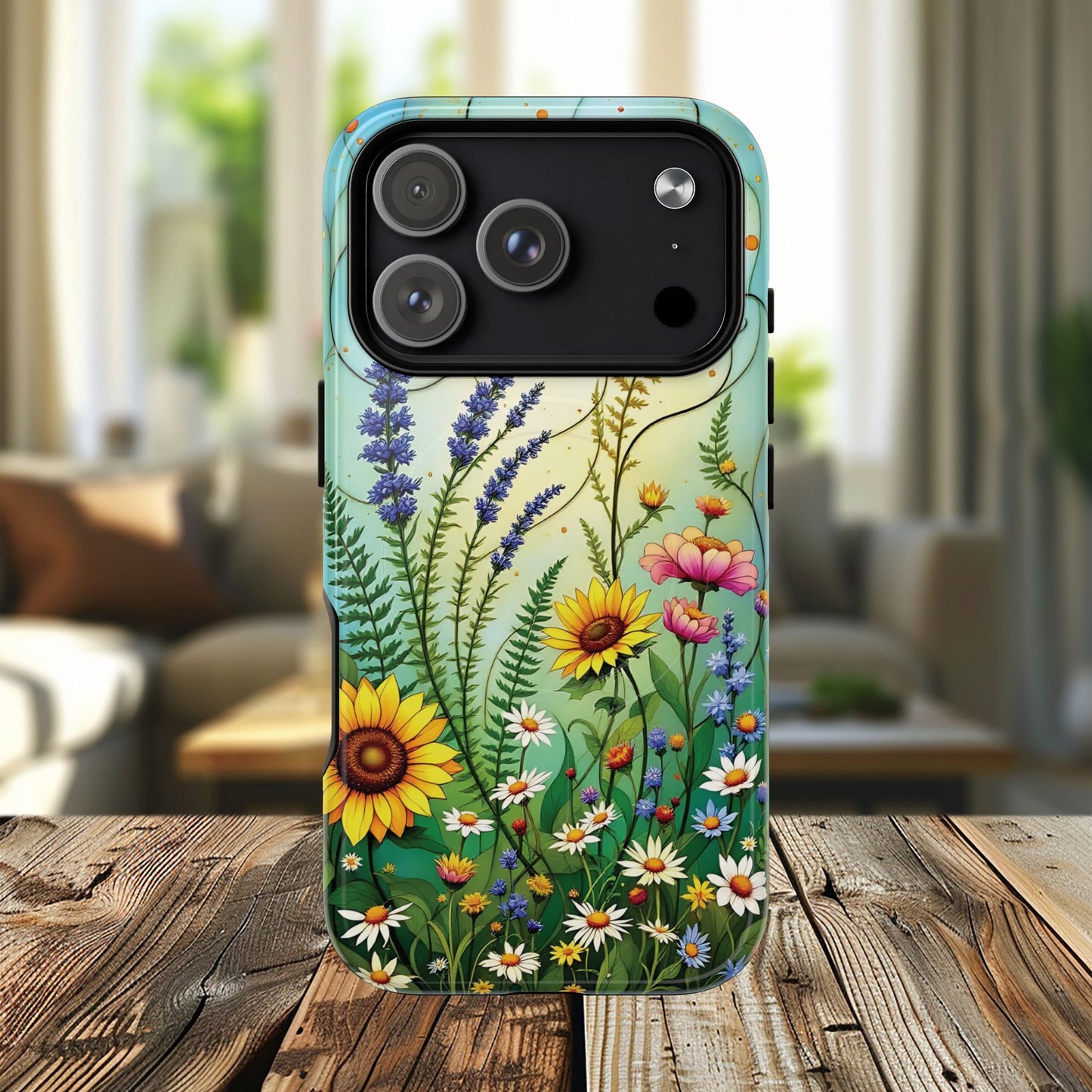 Floral Stained Harmony Glass Tough Magnetic Phone Case | Nature Inspired Design | Durable Protection | Gift for Nature Lovers | Spring Vibe