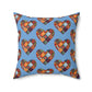 Light Blue Patchwork Heart Spun Polyester Square Pillow