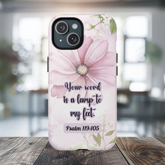 Your Word is a Lamp to My Feet Psalm 119:105 | Inspirational Gift, Tough iPhone Magnetic Case | Scripture, Bible Verse, MagSafe® iPhone® Tough Case, iPhone 14, iPhone 15, iPhone 16, Pro, Pro Max, Plus