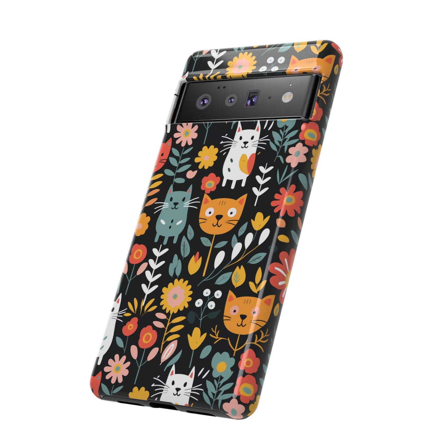 Whimsical Feline Garden iPhone, Samsung or Google Pixel Tough Cases
