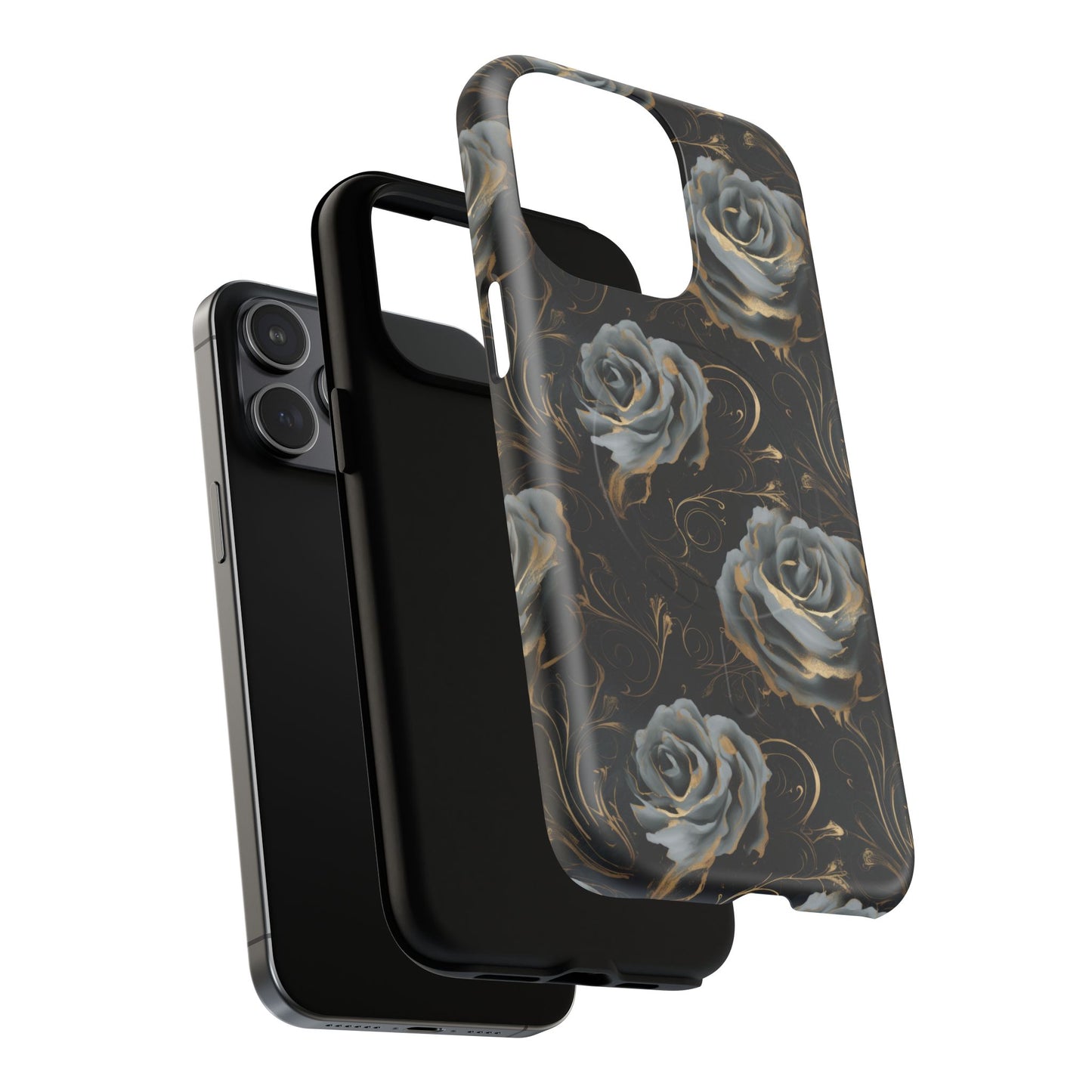 Midnight Bloom Tough iPhone Magnetic Cases,  iPhone 14, iPhone 15, iPhone 16, Pro, Pro Max, Plus MagSafe Case, Protective Tech Accessories, Gift for Her, Floral Design