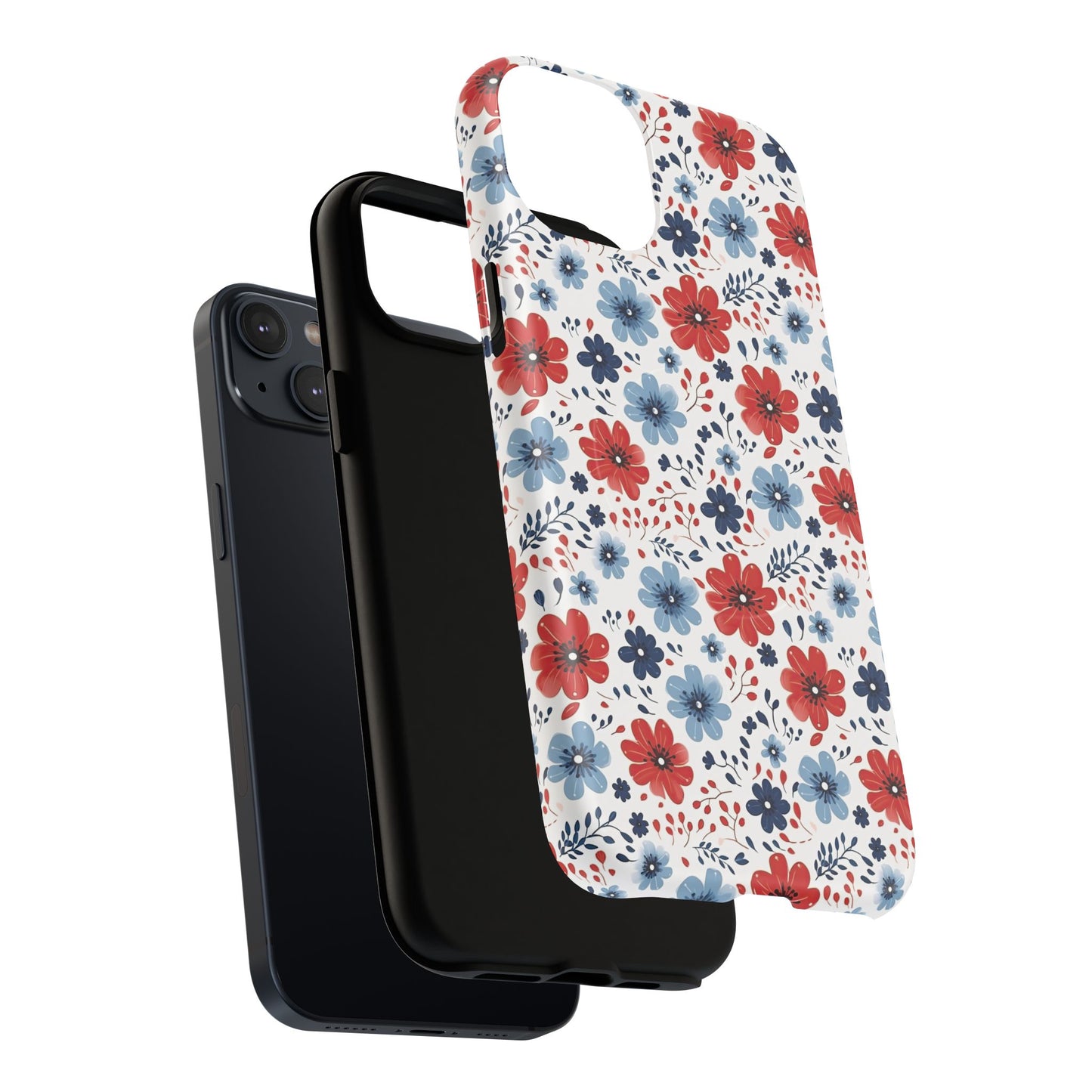 Patriotic Floral Dreams Tough Magnetic iPhone Cases, Durable, Stylish, Gift for Her, Protective Phone Cover, Spring Floral Design
