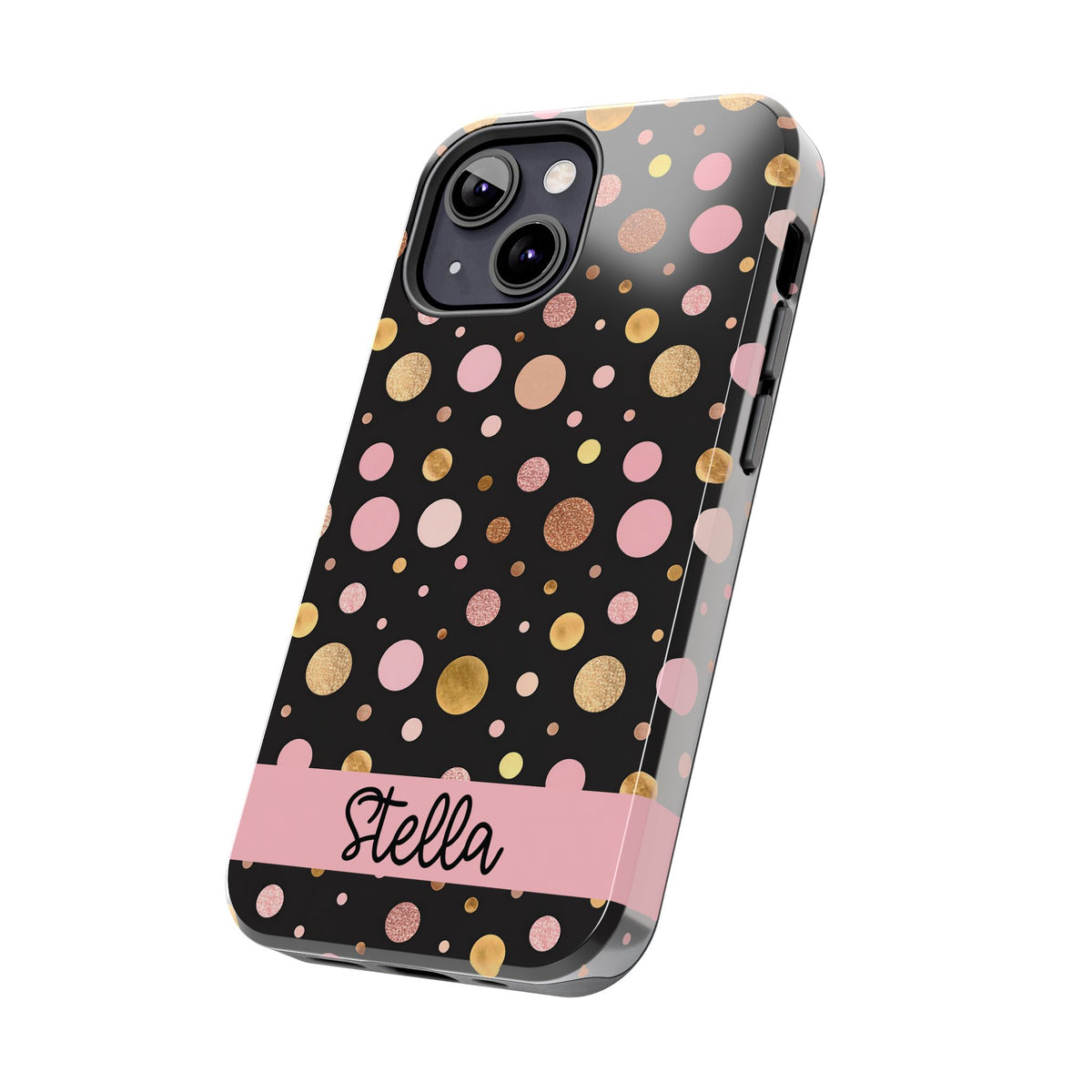 Personalized Gold & Pink Confetti Tough Phone Case — Glitter Dot Protective Phone Cover