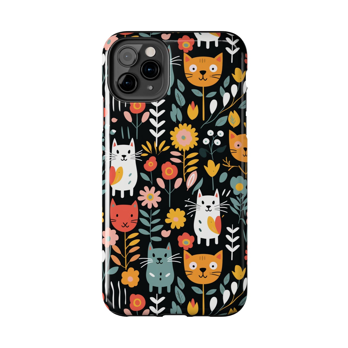 Whimsical Feline Garden iPhone and Samsung Tough Phone Cases