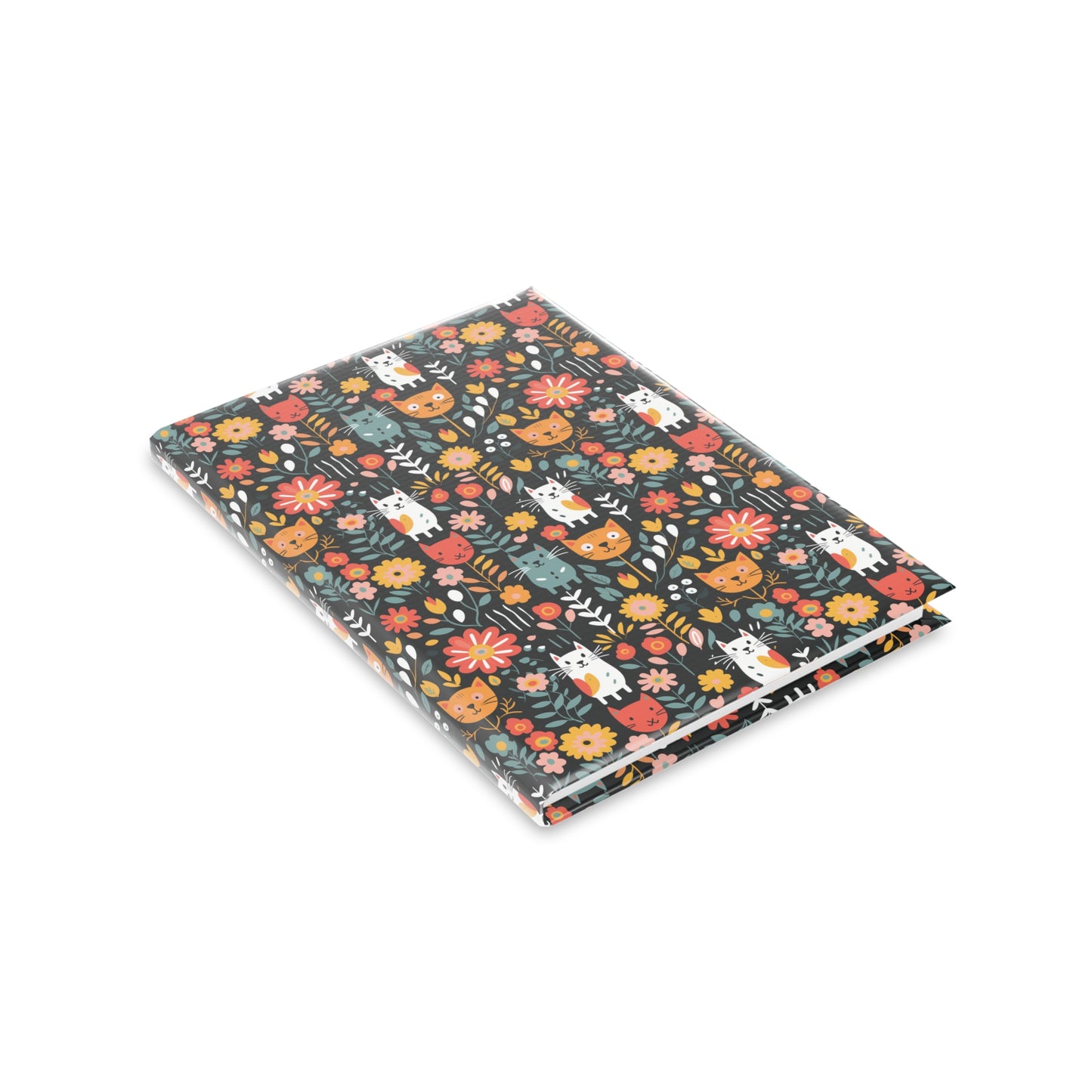 Whimsical Feline Garden Hardcover Notebook with Puffy Covers