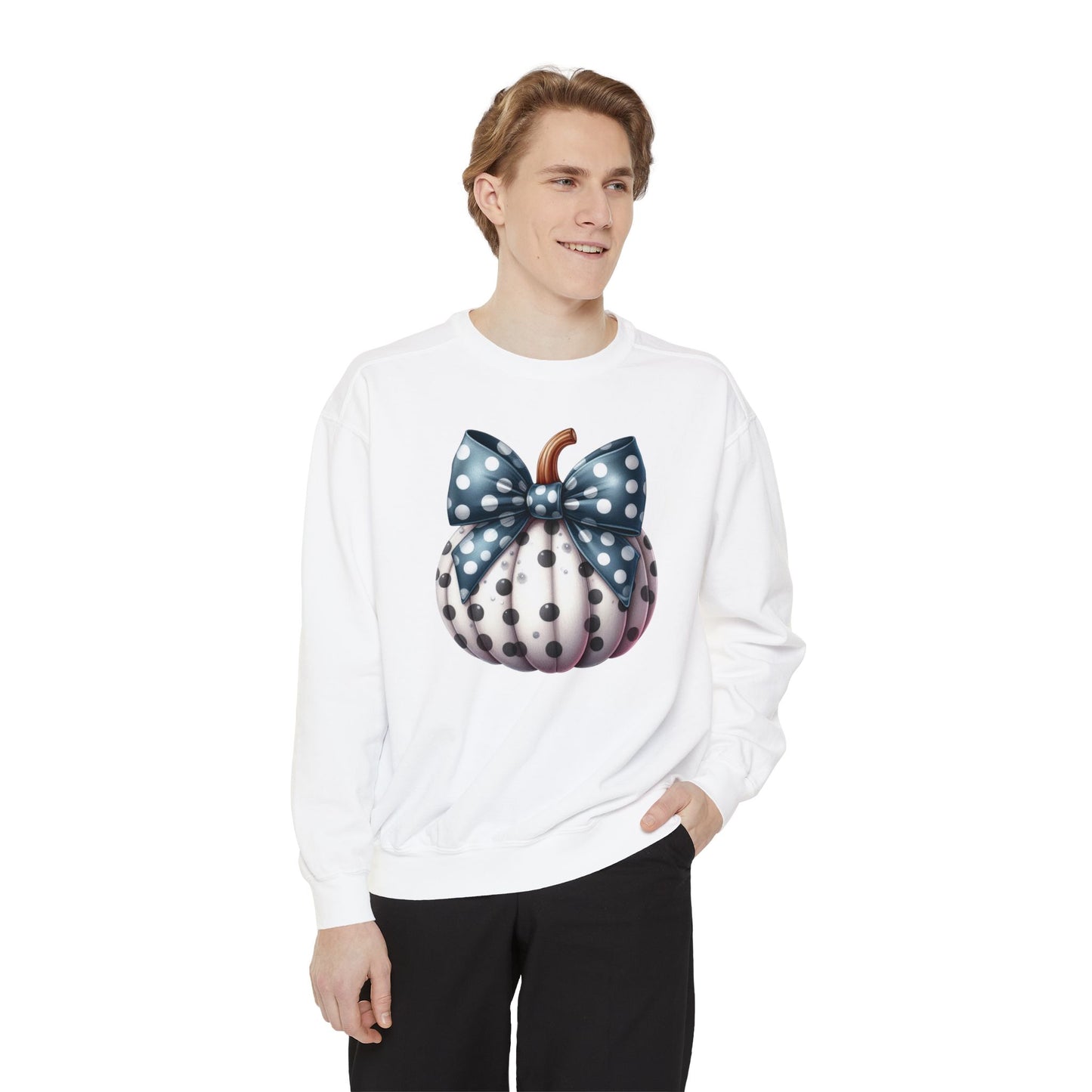 Polka Dot Pumpkin Charm Unisex Garment-Dyed Sweatshirt