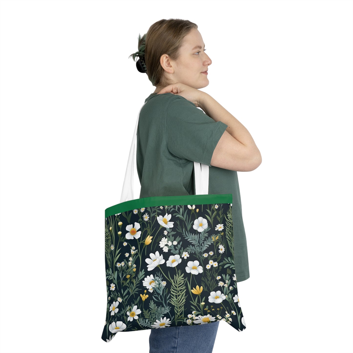 Daisy Delight Floral Shoulder Tote Bag - Eco-Friendly Market Bag with Nature Design