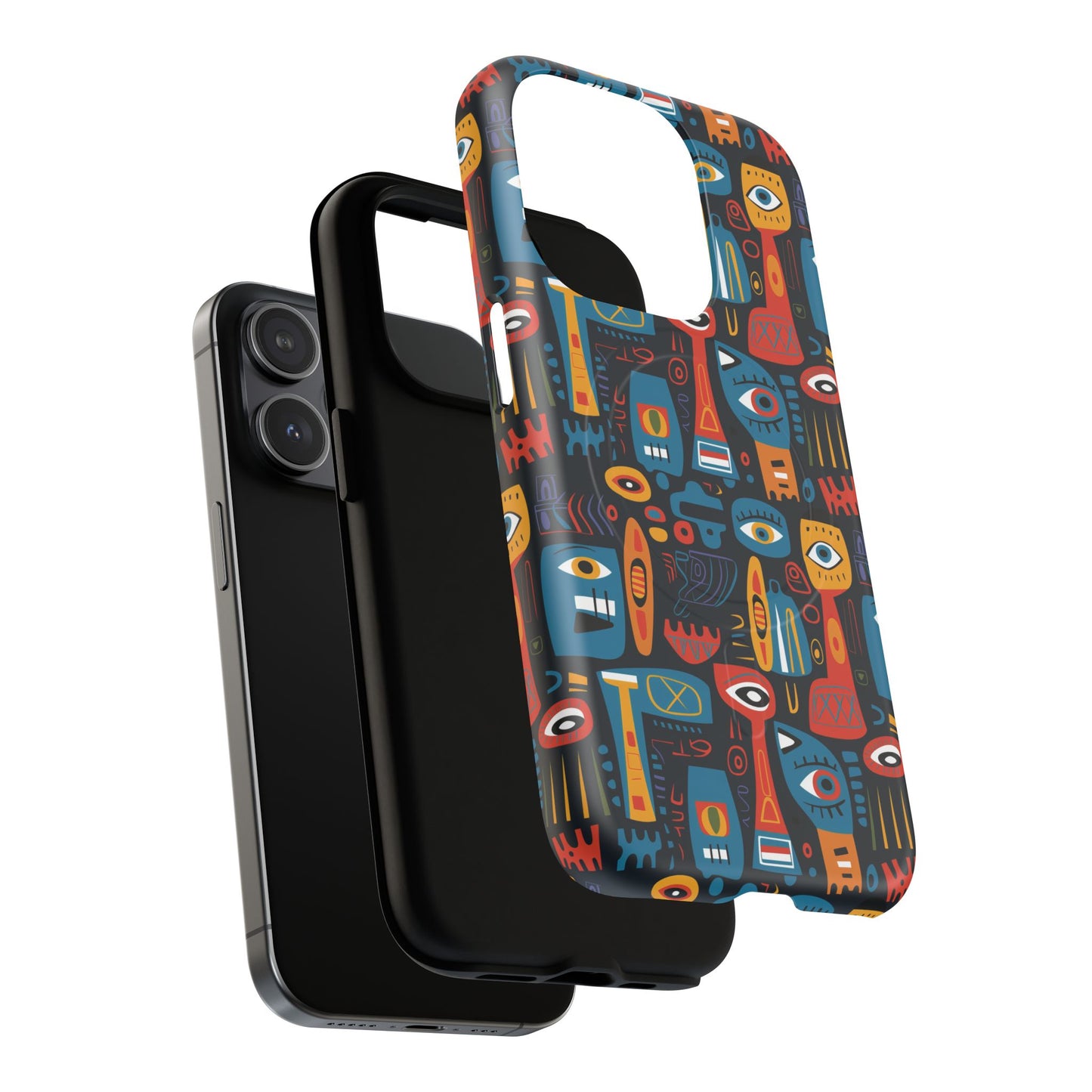 Urban Totem Vibe Tough iPhone Magnetic Case, Colorful Bohemian Art, Unique Gift for Him/Her, Holiday Accessory, iPhone Protection, MagSafe iPhone Case.