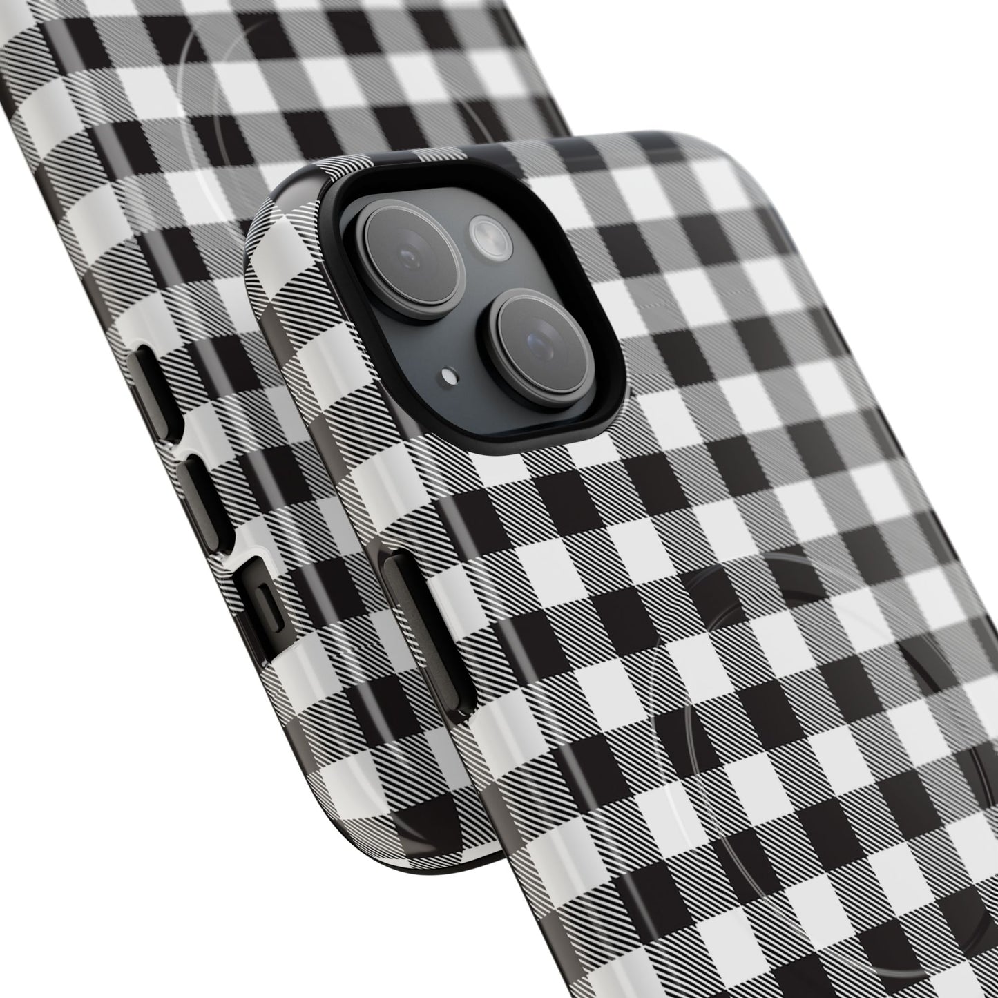 Black and White Gingham Phone Case, Tough Magnetic Cases, Stylish Phone Cover, Gift for Her, Trendy Phone Accessory, Checkered Print