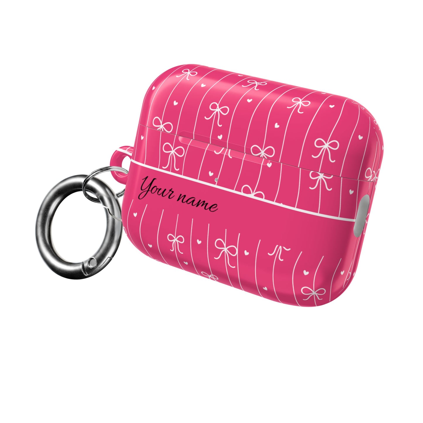 Personalized Pink Bow Coquette AirPod Cases — Custom Name Protective Cover