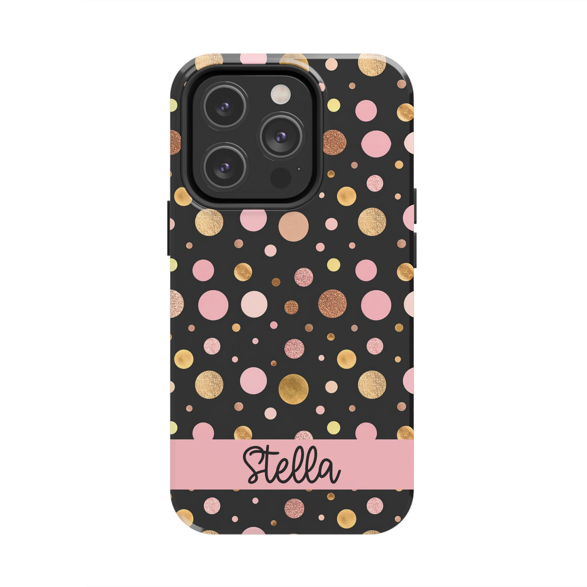 Personalized Gold & Pink Confetti Tough Phone Case — Glitter Dot Protective Phone Cover