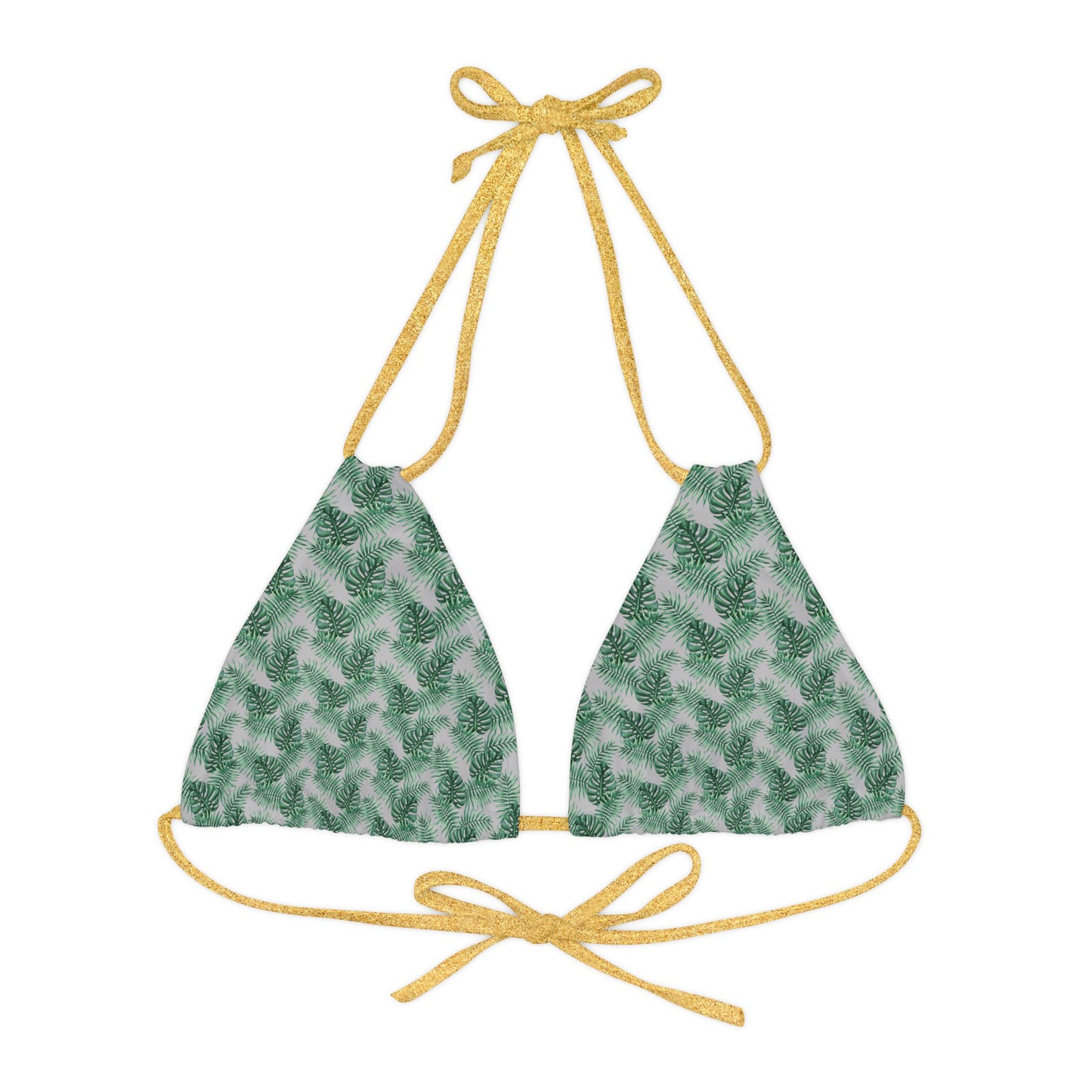 Grey Tropical Bliss Strappy Triangle Bikini Top (AOP)- (PY)