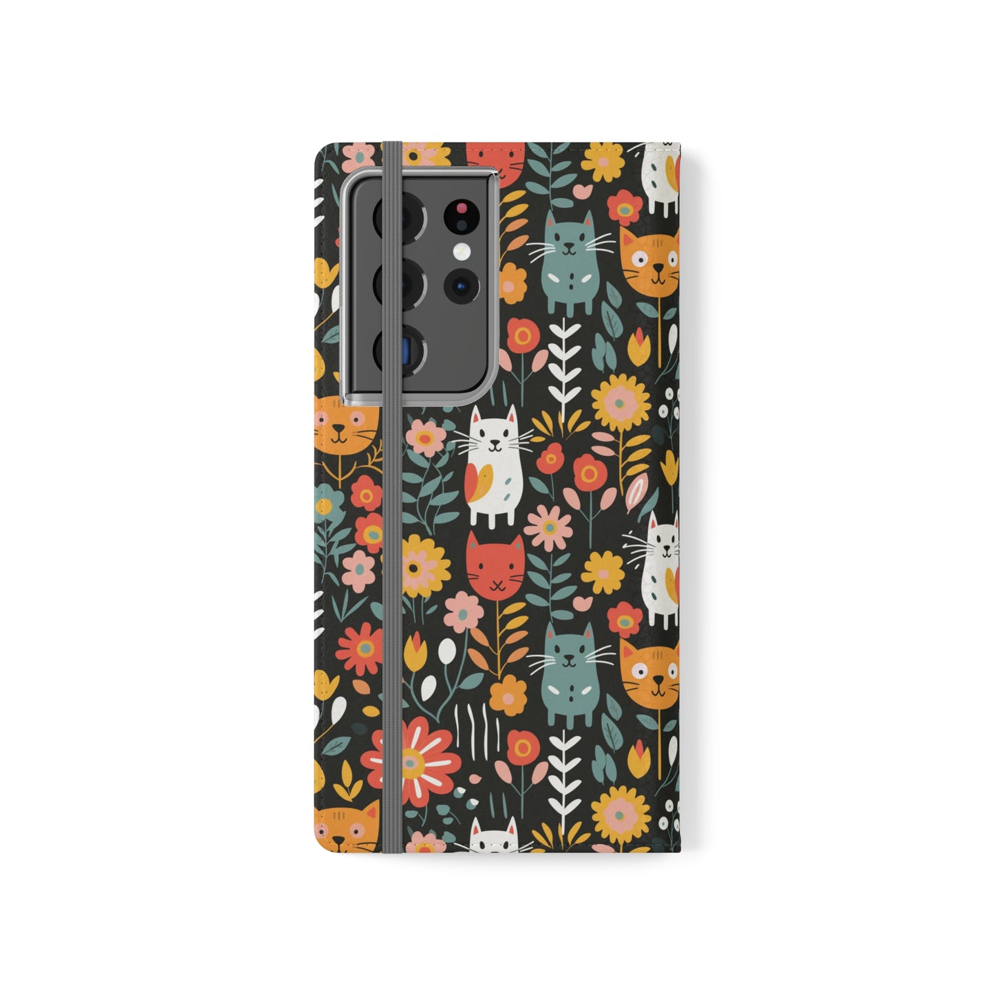 Whimsical Feline Garden iPhone and Samsung Flip Cases