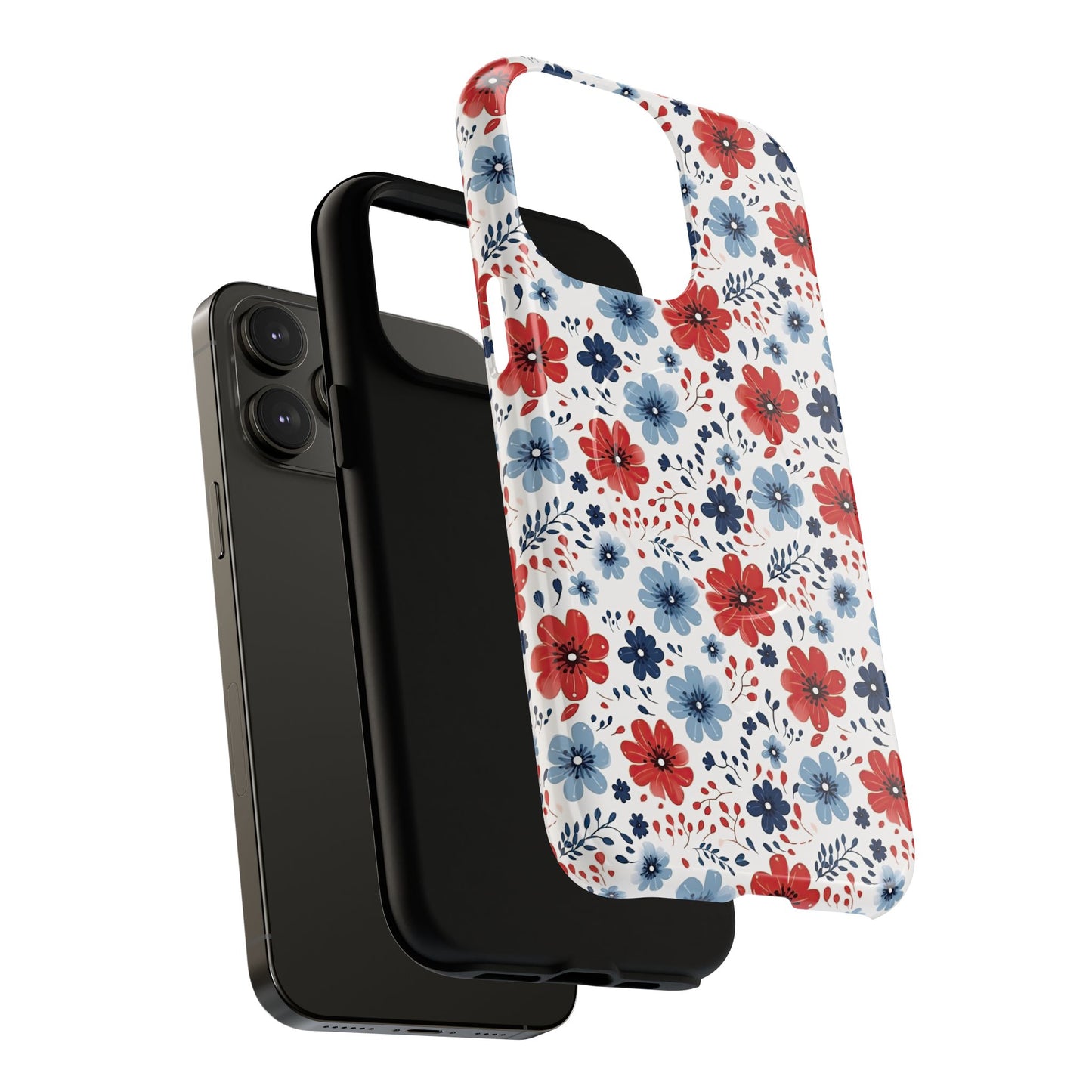 Patriotic Floral Dreams Tough Magnetic iPhone Cases, Durable, Stylish, Gift for Her, Protective Phone Cover, Spring Floral Design