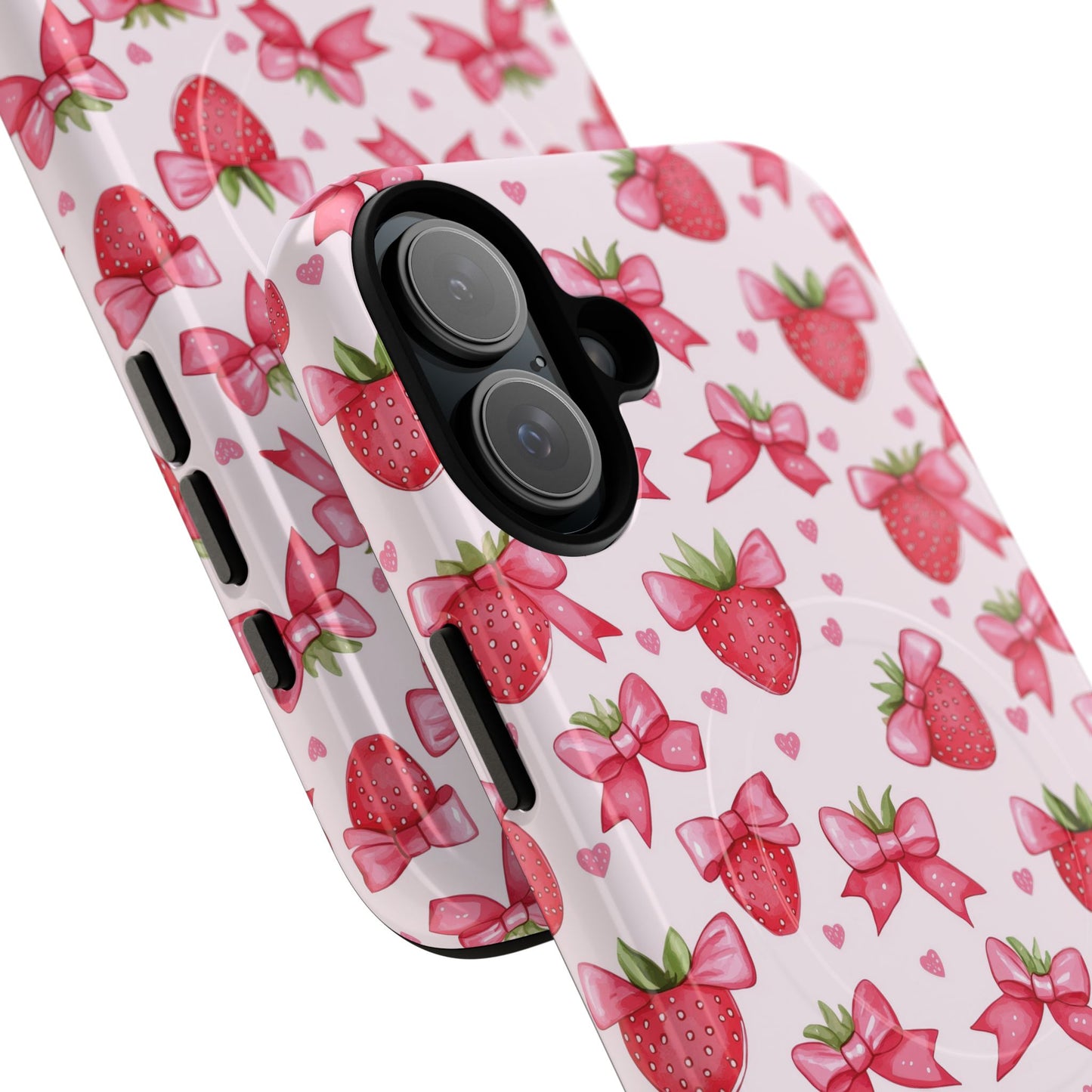 Strawberry Coquette Sweetheart Magnetic iPhone Case, Cute iPhone Cover, Gift for Her, Floral Tech Accessory, Stylish Protection, Mother's Day Gift