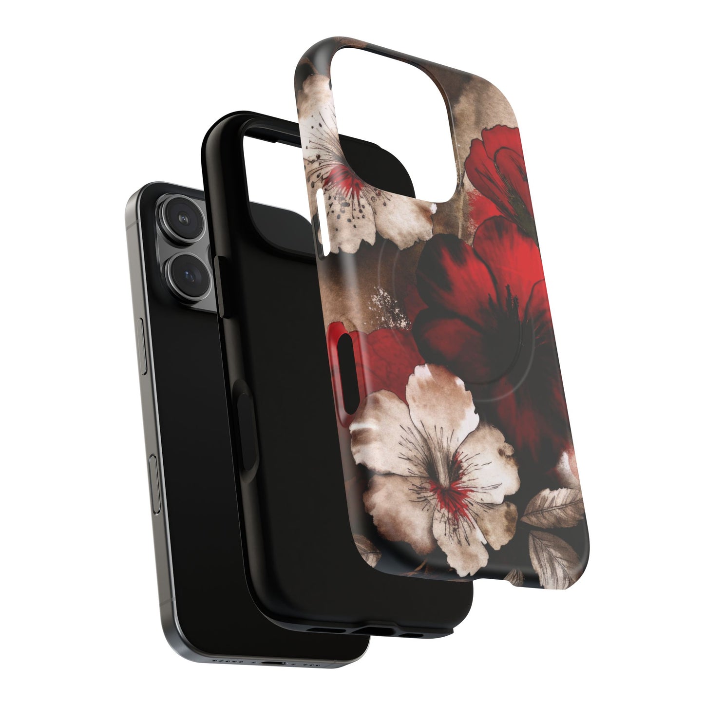 Crimson Noir Tough iPhone Magnetic Cases, Tough iPhone Protector, Stylish Floral Design, Gift for Her, Floral Accessories