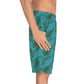 Turquoise Tropical Bliss Men's Board Shorts (AOP)- (PY)