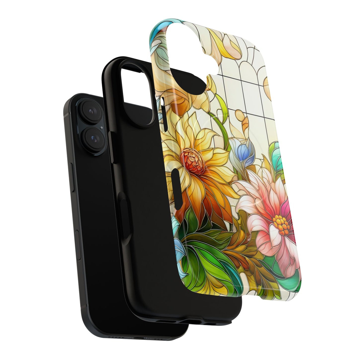 Floral Stained Glass Reverie Tough iPhone Magnetic Case, iPhone Cover, Protective Case, Flower Design, Gift for Her, Nature Lover