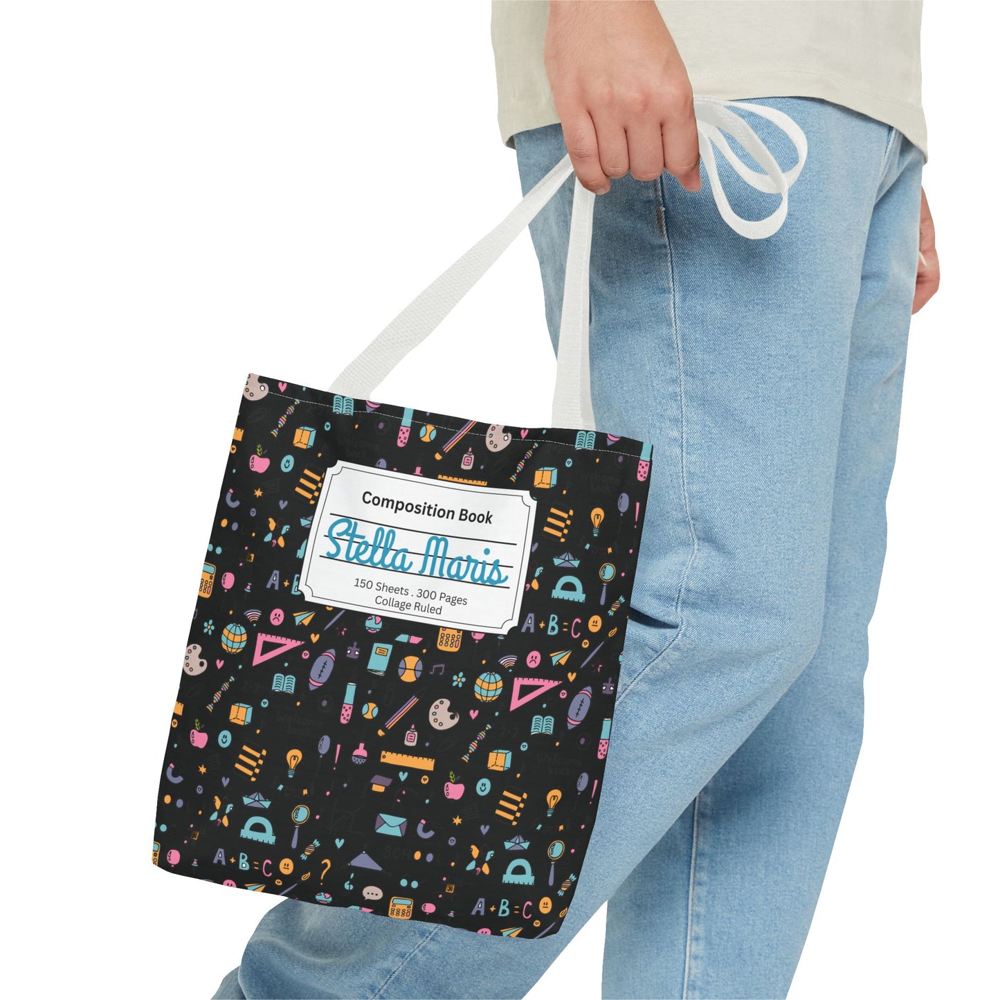 Personalized Chalkboard Chic Composition Book Inspired Tote Bag, Back to School Tote, Teacher Gift, Kids Bag, Custom Name Bag, Educational Accessories, Back to School Tote Bag.