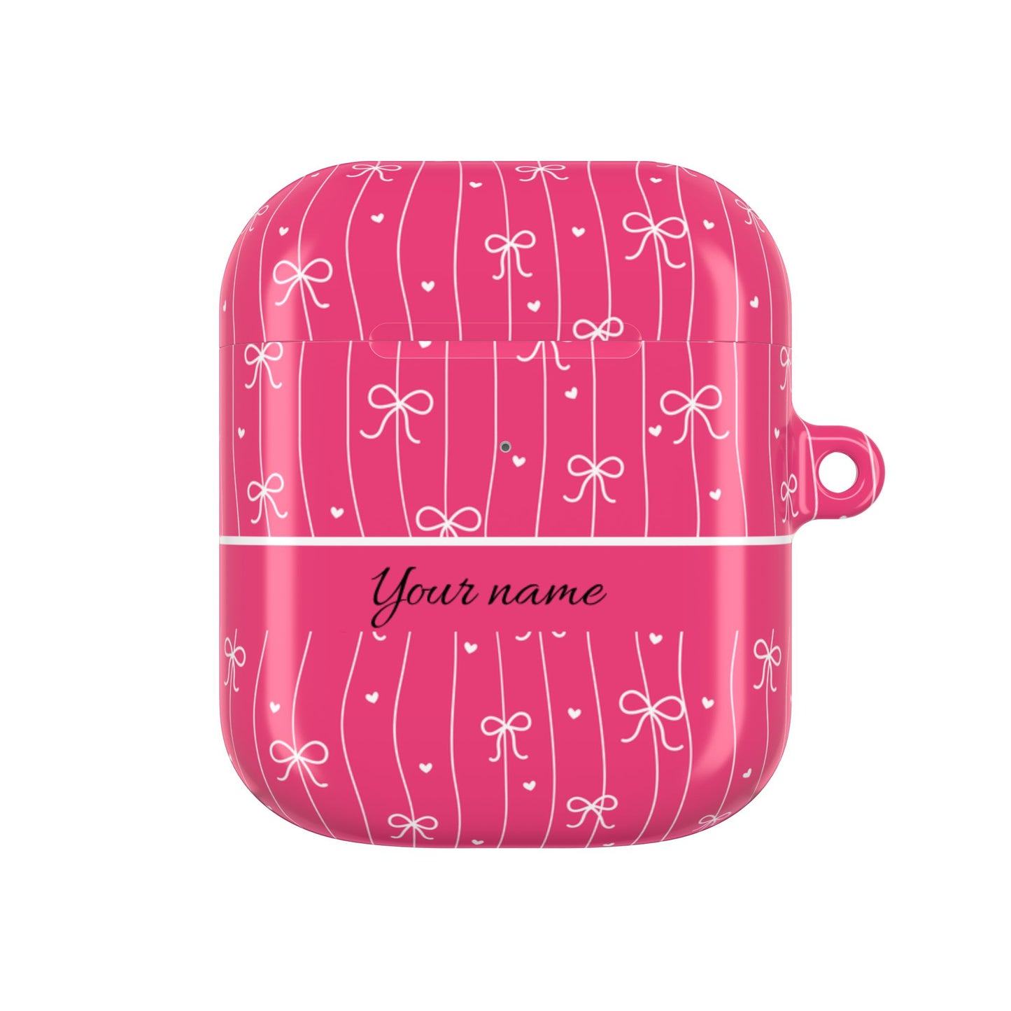 Personalized Pink Bow Coquette AirPod Cases — Custom Name Protective Cover