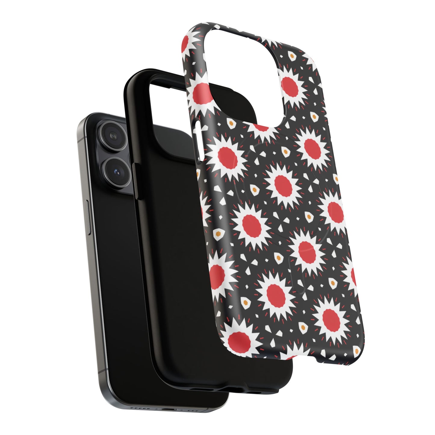 Crimson Spark Radiance Bold Floral Magnetic iPhone Cases, Stylish Tough Cases, Unique iPhone Accessories, Perfect Gift for Her, Trendy Tech Gear.