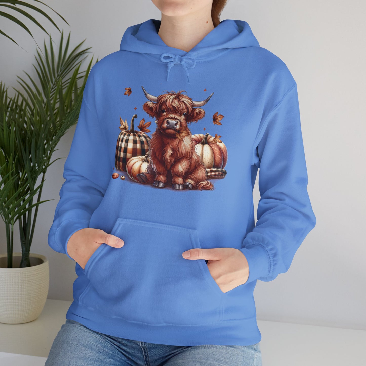 Autumn Highland Cow Charm Unisex Heavy Blend™ Hooded Sweatshirt