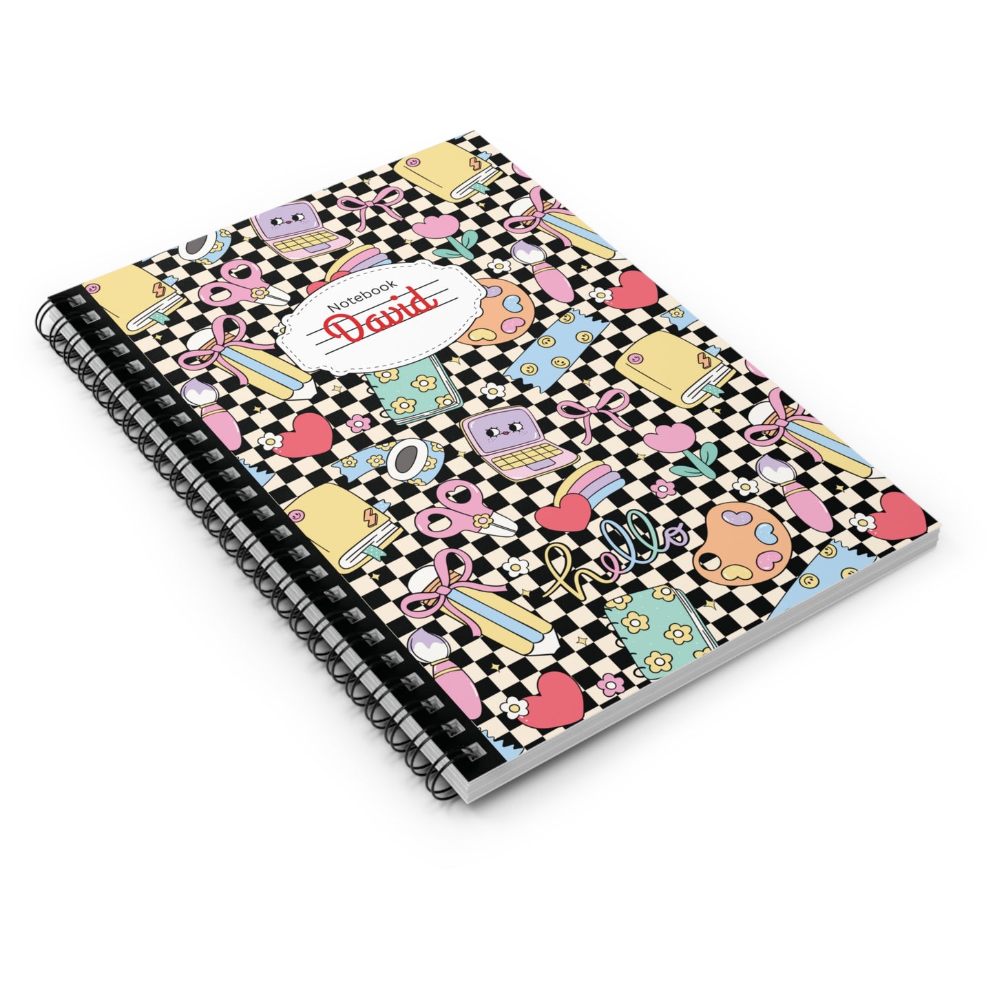 Personalized Black Doodle Daydream Composition Book Inspired Playful ABC Spiral Notebook - Perfect for School, Journaling, Kids, Teachers, Back to School Gifts