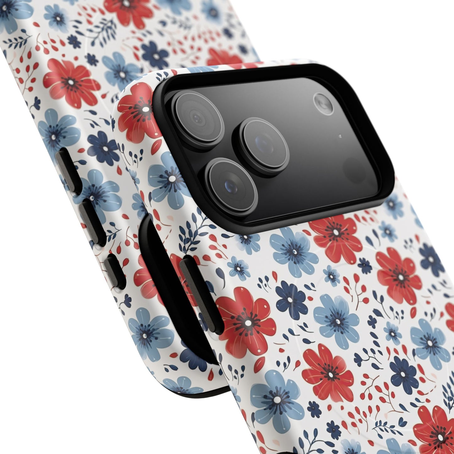 Patriotic Floral Dreams Tough Magnetic iPhone Cases, Durable, Stylish, Gift for Her, Protective Phone Cover, Spring Floral Design