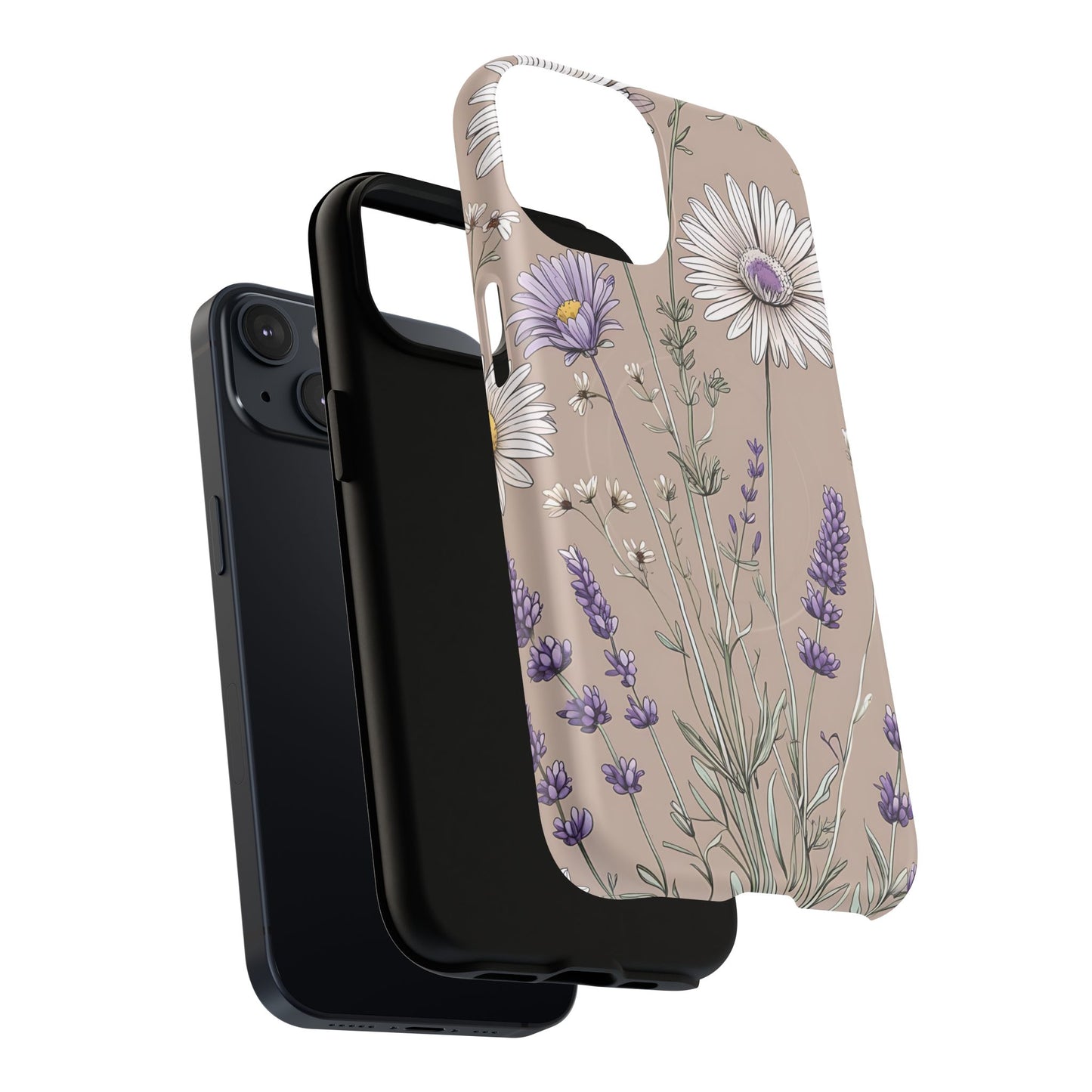Lavender Floral Tough Magnetic Phone Case | Durable Protective Cover, Flower Design, Gifts for Her, Phone Accessories, Nature Lover