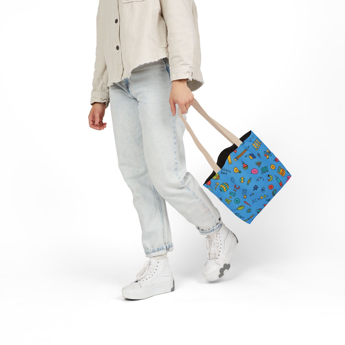 Personalized Classroom Couture Composition Book Inspired Canvas Tote Bag with Colorful Straps, Cute School Bag, Eco-Friendly Tote, Back to School Shopping Bag, Teacher Gift Idea
