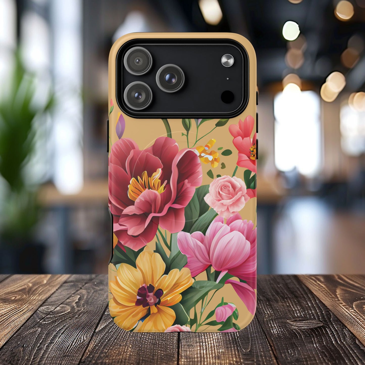 Sunset Botanica Tough iPhone Magnetic Case, Gifts for Her, MagSafe® iPhone® Tough Case, iPhone 13, 14, iPhone 15, iPhone 16, 17, Pro, Pro Max, Plus.