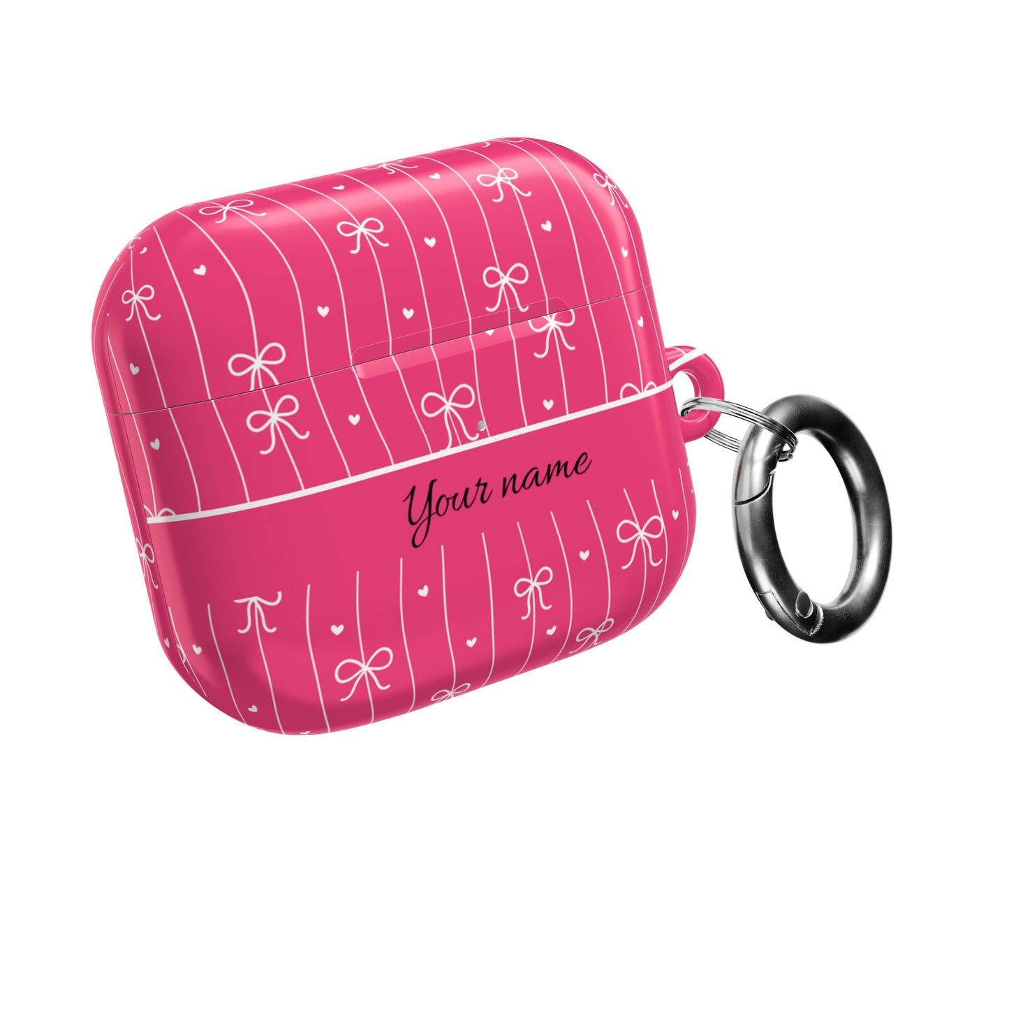 Personalized Pink Bow Coquette AirPod Cases — Custom Name Protective Cover