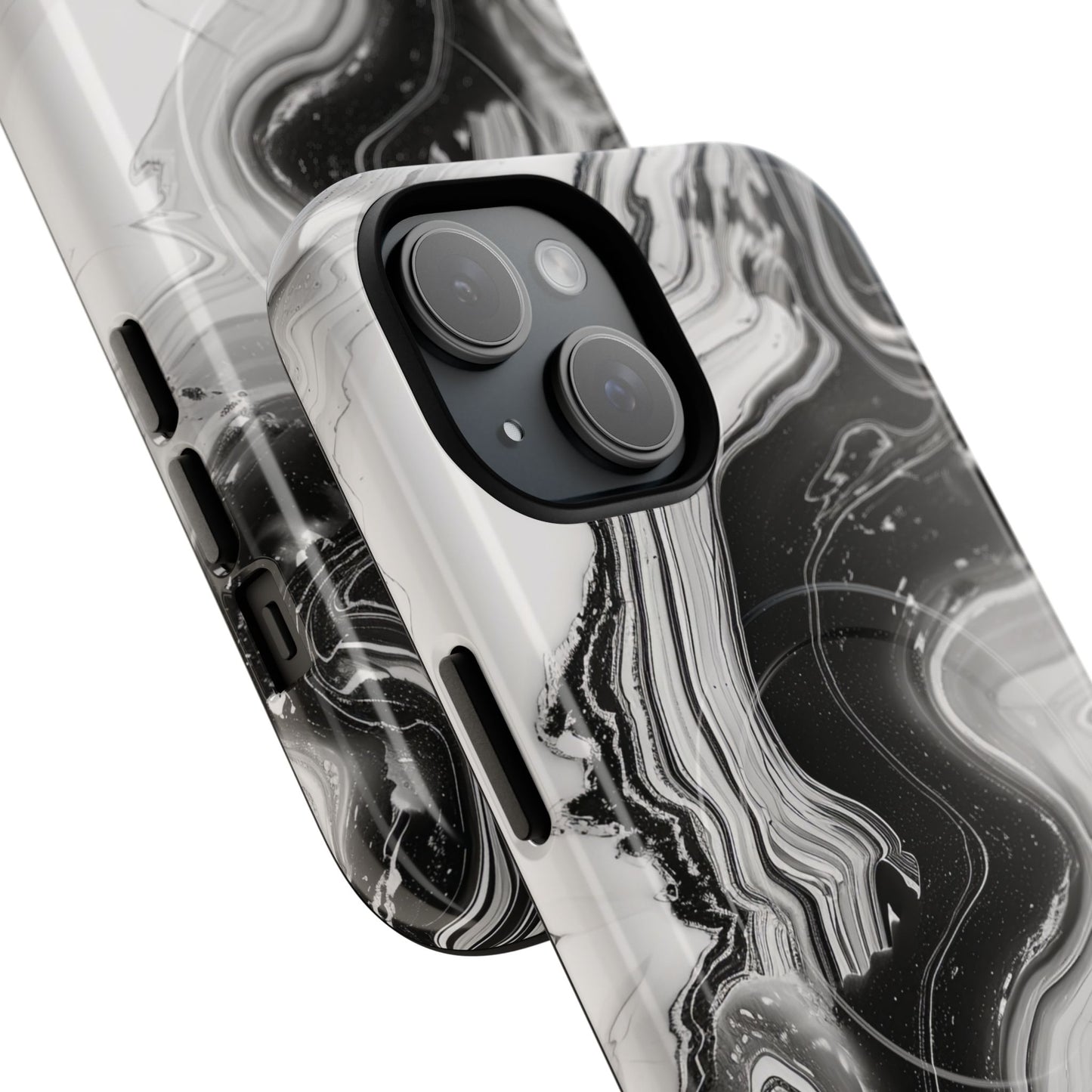Black Marble Magnetic iPhone Case for Tough Protection, Stylish iPhone Mobile Accessory, Fashionable Gift, Unique Marble iPhone Design, Durable Smartphone Cover