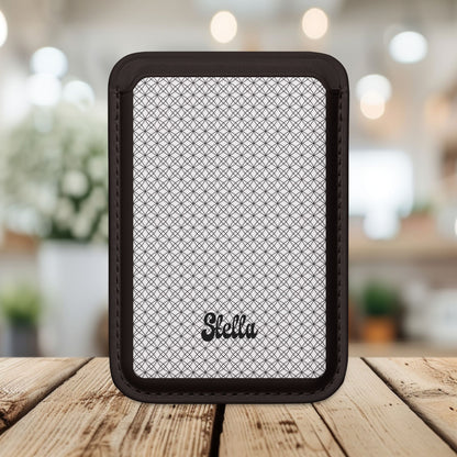 Personalized Geometric MagSafe Vegan Wallet — Custom Name/Affirmation Card Holder.