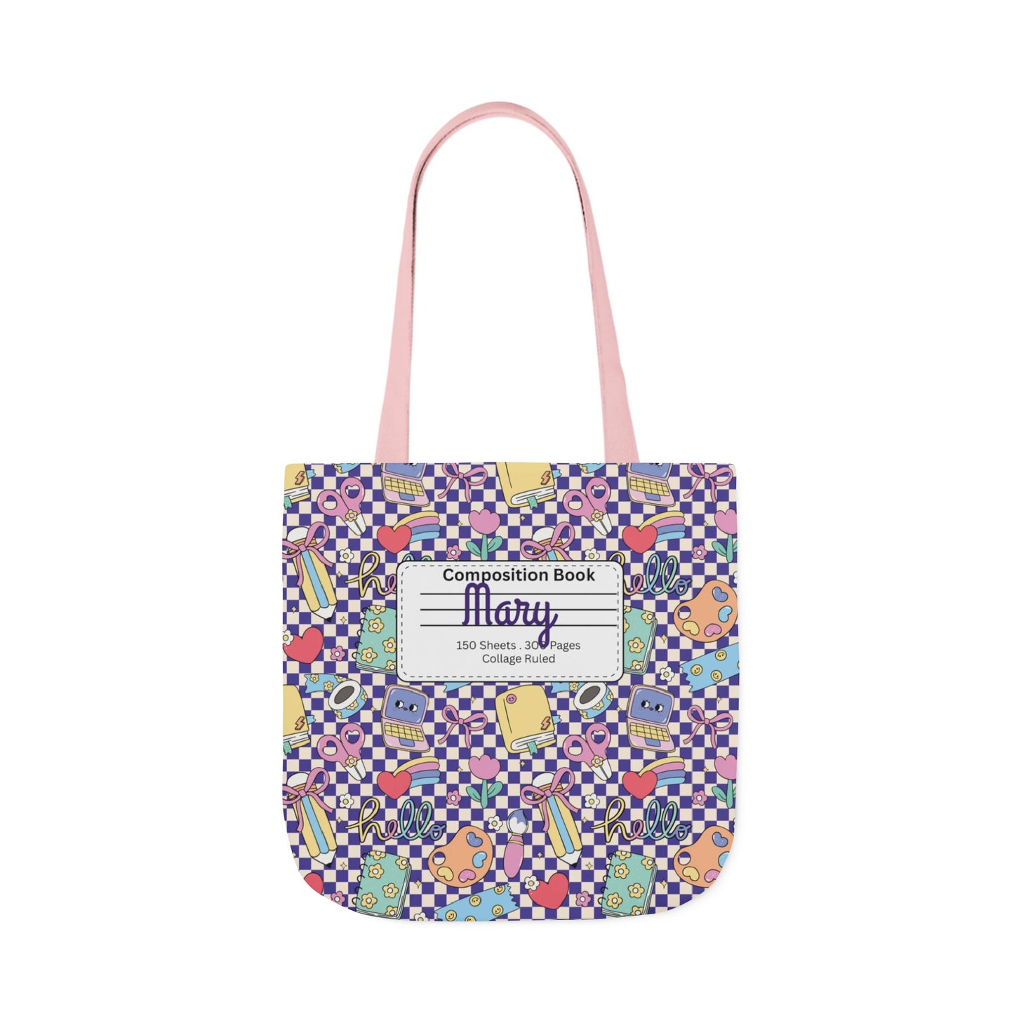 Personalized Purple Doodle Daydream Composition Book Inspired Canvas Tote Bag with Colorful Straps, Cute School Bag, Eco-Friendly Tote, Back to School Shopping Bag, Teacher Gift Idea