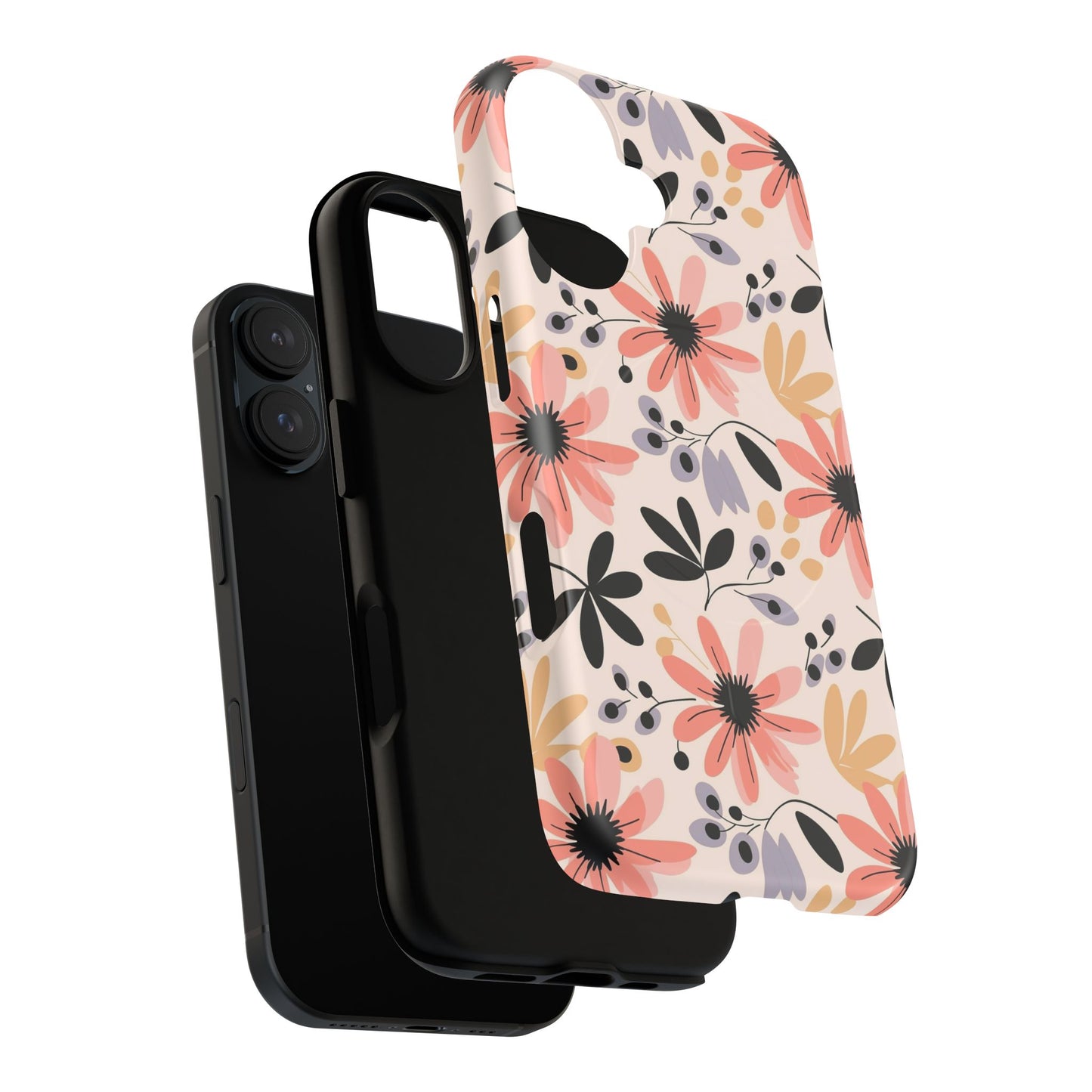 Stylish Soft Petal Noir iPhone Case, Floral iPhone Accessory for Her, Tough iPhone Magnetic Cases, Trendy iPhone Cover, Gift for Friends, Summer Vibes