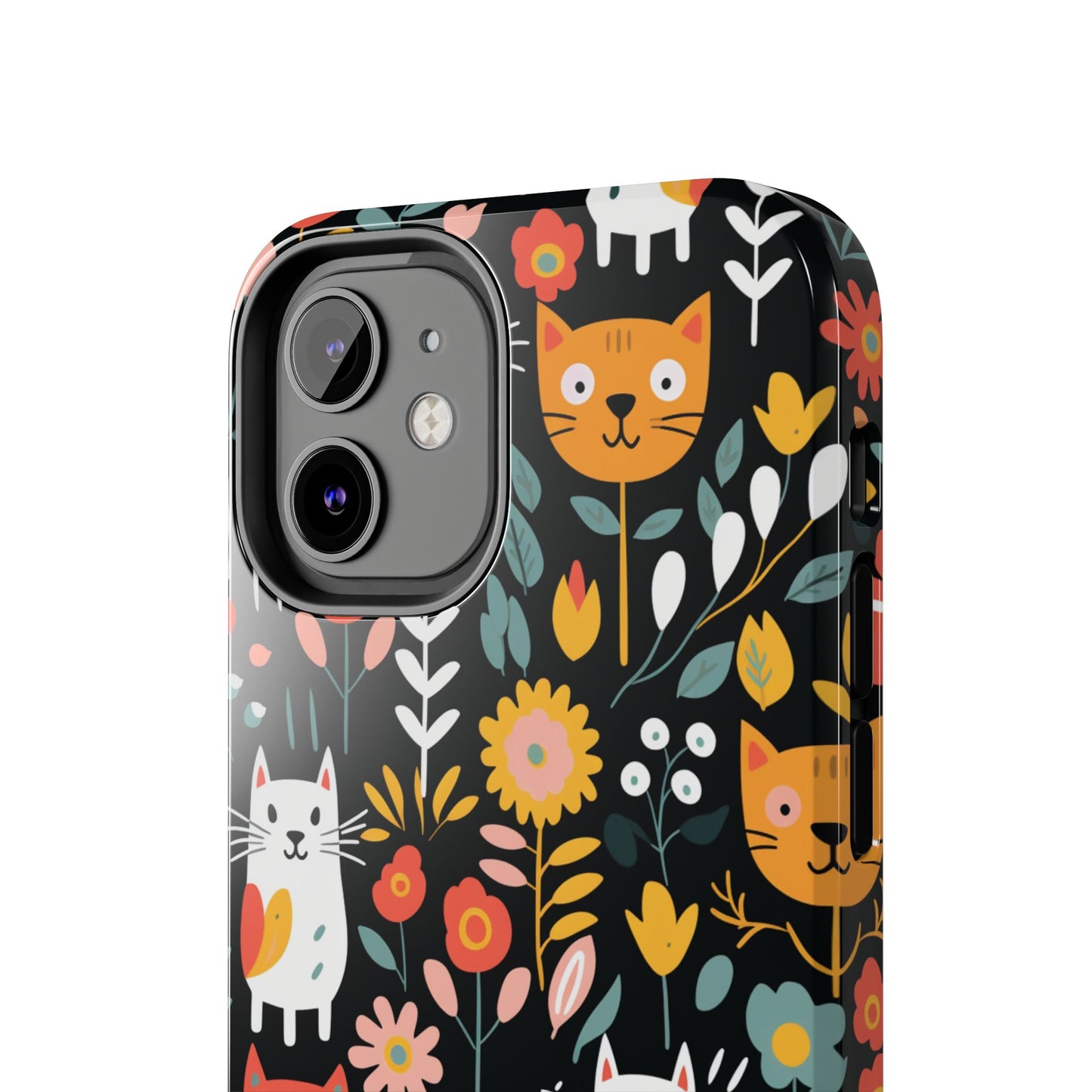 Whimsical Feline Garden iPhone and Samsung Tough Phone Cases,