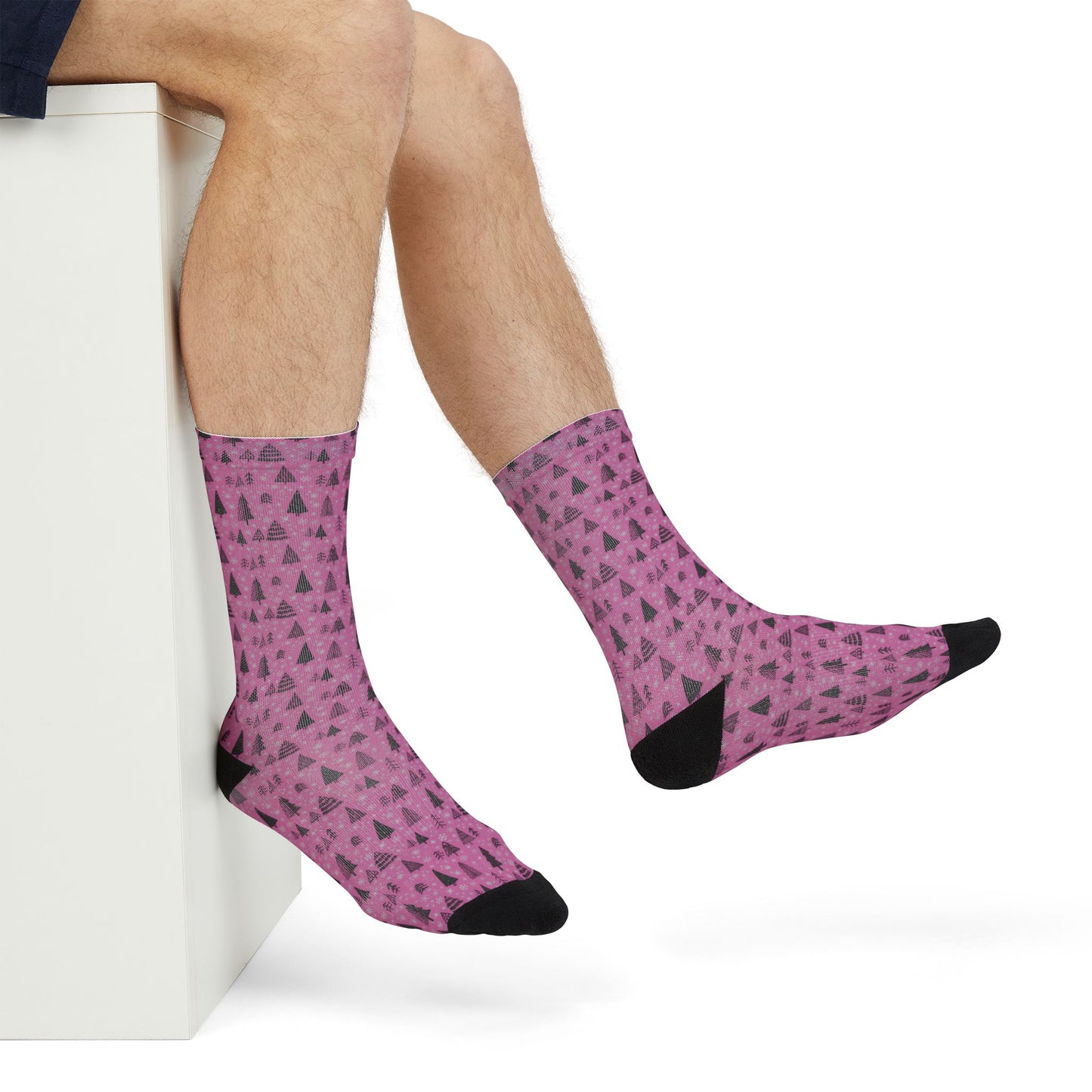 Winter Wonderland Pink Sublimation Crew Socks