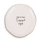 Personalized Engaged Elegant Ceramic Trinket Tray with Gold Edge- gift for wife/girlfriend.