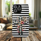 Grace in Bloom Tough Magnetic iPhone Case with Floral Cross Design, Boho iPhone Cover, Striped iPhone Case, Unique Religious Gift, Trendy Cell iPhone Accessory.