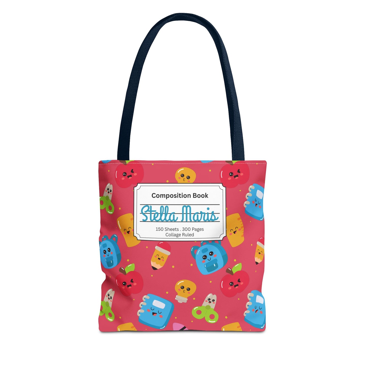 Personalized Kawaii Composition Book Inspired Tote Bag, Back to School Tote, Teacher Gift, Kids Bag, Custom Name Bag, Educational Accessories, Back to School Tote Bag.