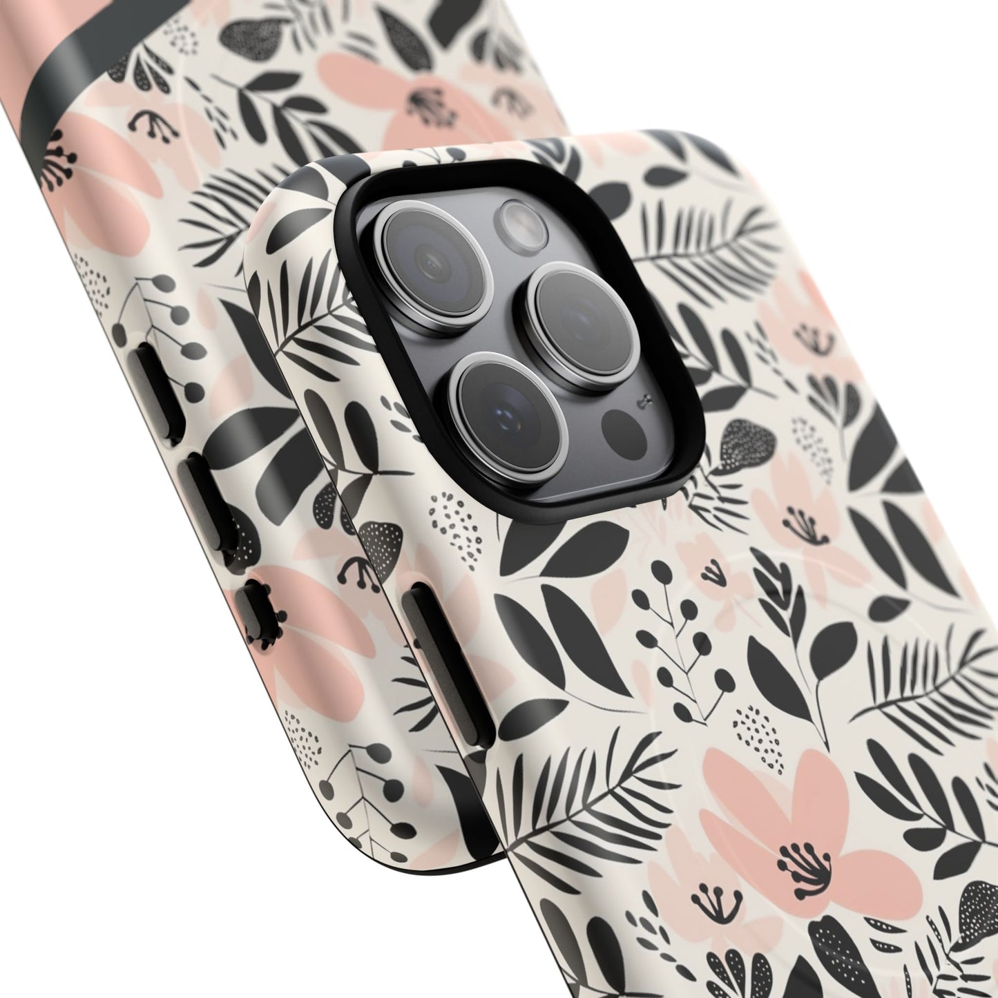 Personalized Floral Blush Garden Whisper Tough Magnetic MagSafe® iPhone® 13, 14, 15, 16, 17, Pro, Pro Max, Plus Cases (Custom Name).