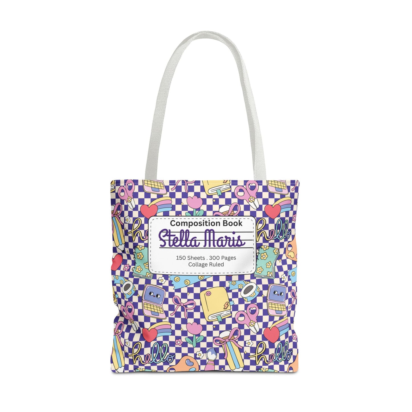 Personalized Purple Doodle Daydream Composition Book Inspired Tote Bag, Back to School Tote, Teacher Gift, Kids Bag, Custom Name Bag, Educational Accessories, Back to School Tote Bag.