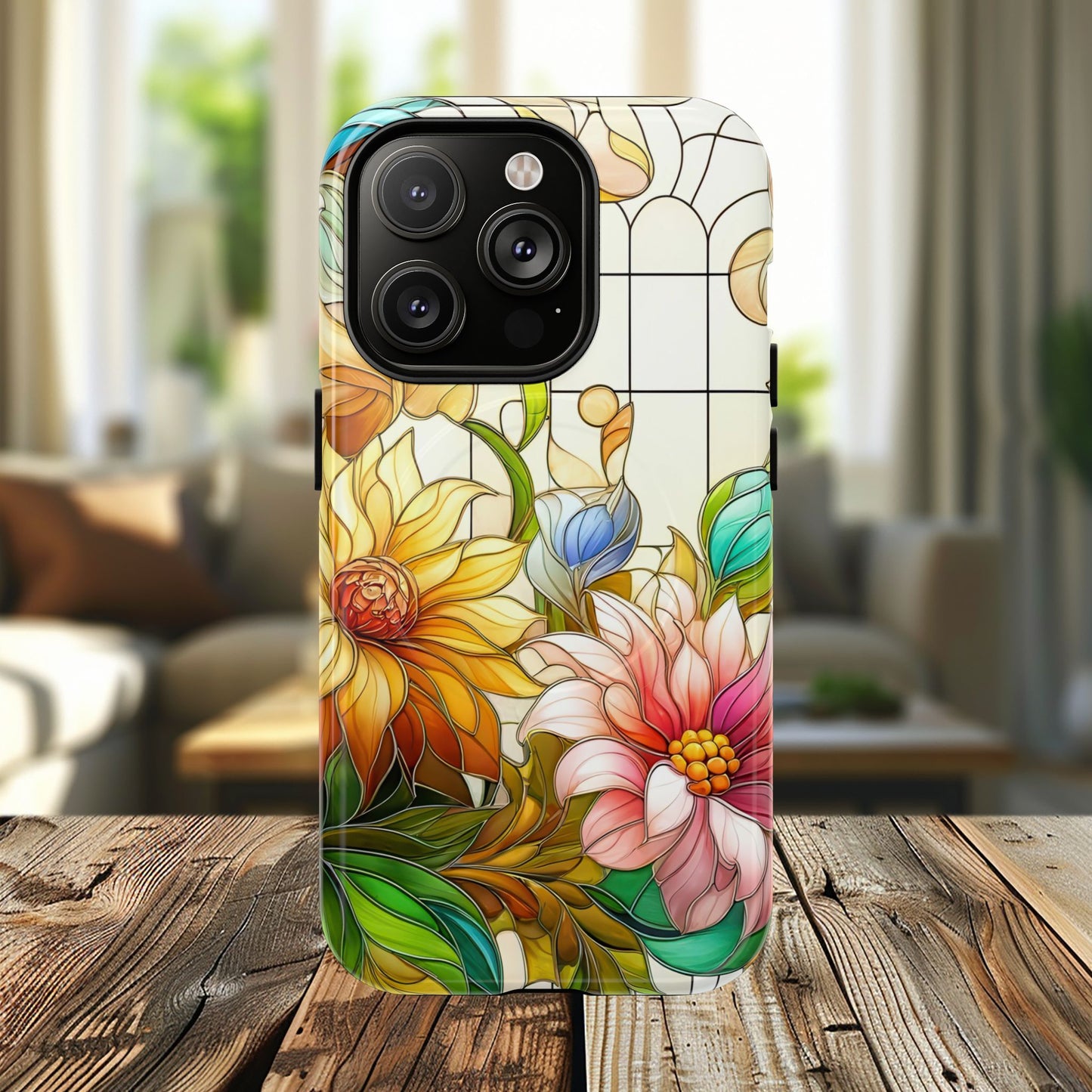 Floral Stained Glass Reverie Tough iPhone Magnetic Case, iPhone Cover, Protective Case, Flower Design, Gift for Her, Nature Lover