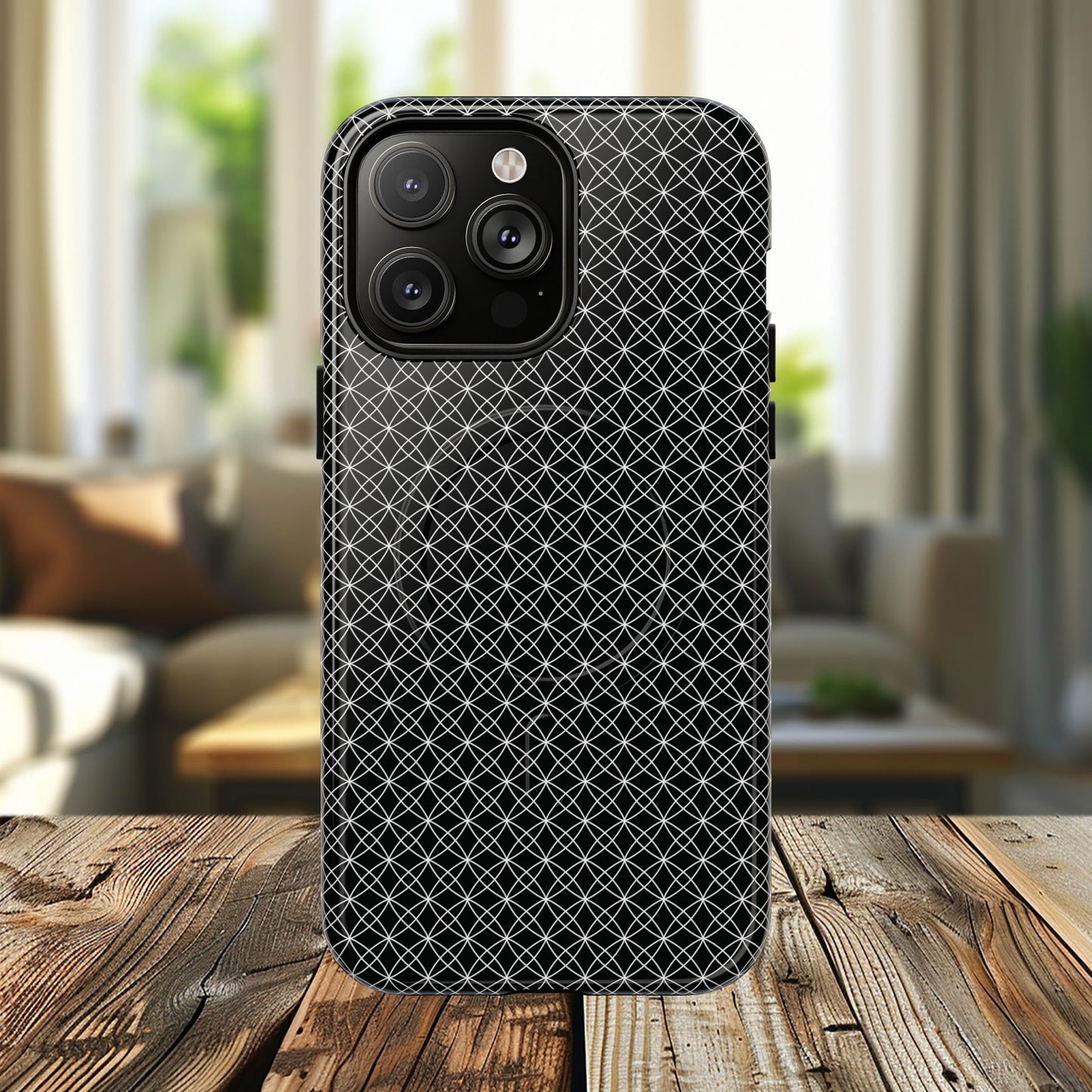 Urban Lattice Tough Magnetic iPhone Case, Stylish Protective Cover, Tech Gift for Him/Her, Durable Everyday Use, Trendy Mobile Accessories