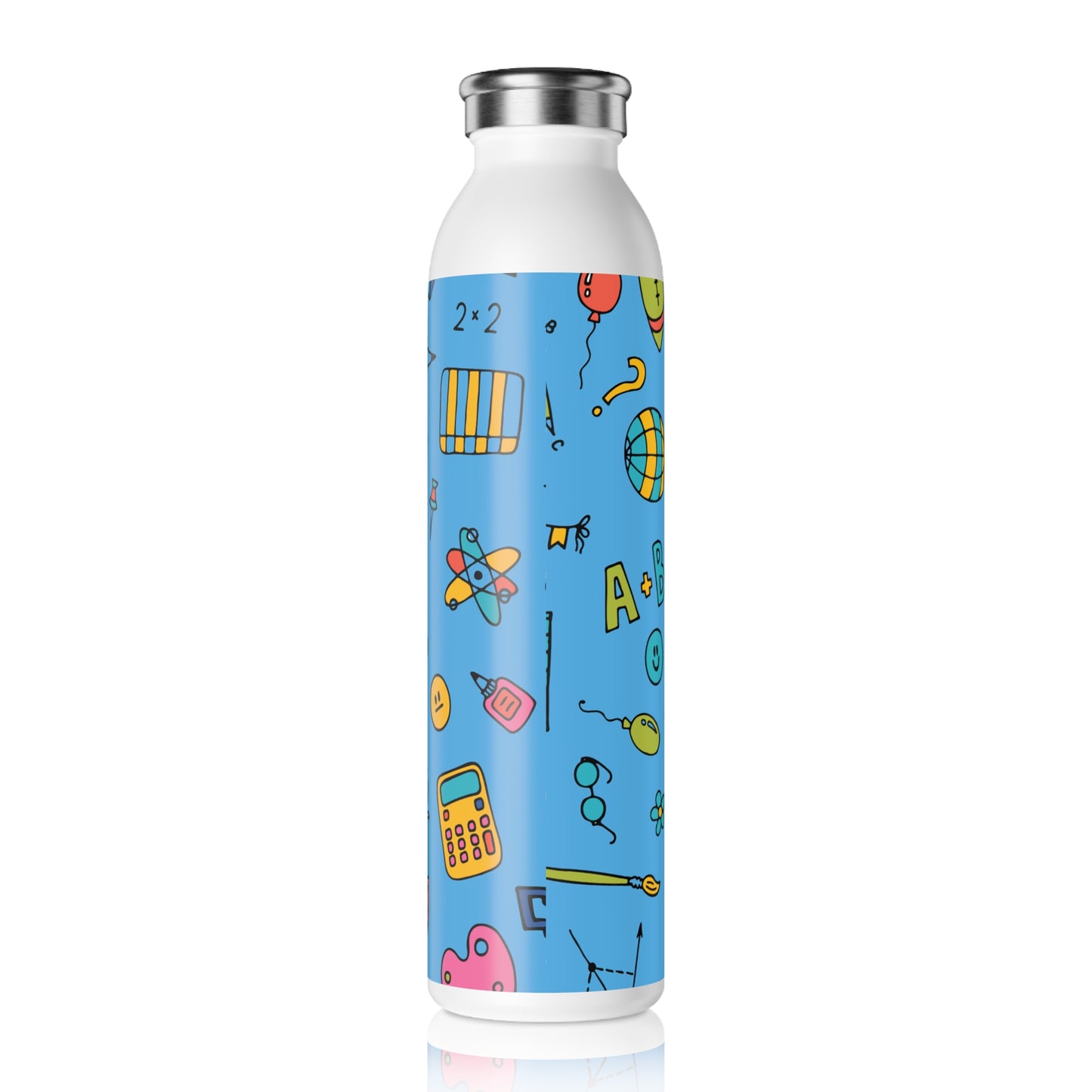 Personalized Composition Classroom Couture Book Inspired Slim Water Bottle, Customizable Drinkware, Eco-Friendly Hydration Bottle, Perfect for Gifts, School Supplies, Back to School
