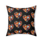 Black Patchwork Heart Spun Polyester Square Pillow