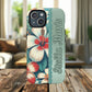 Personalized Tropical Floral Phone Case – Stylish Tough Magnetic Cases for iPhone, Customizable with Names, Perfect Gift for Nature Lovers