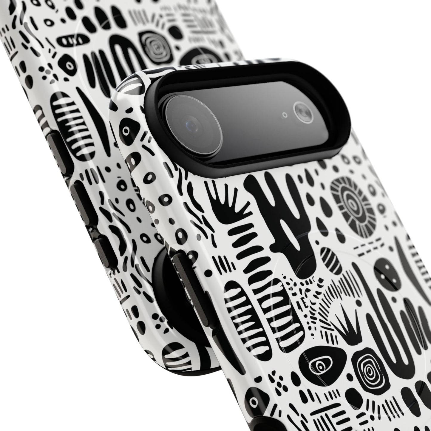 Abstract Monochrome Tough Magnetic iPhone Cases, Stylish Phone Cover, Durable Phone Protector, Modern Tech Accessories, Unique Gift Ideas